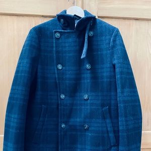 North & Mark Stewart Stormlux(TM) Plaid Wool Cashmere Peacoat size M